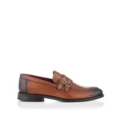 Men`s Double Buckle Loafers Alessandro Cognac