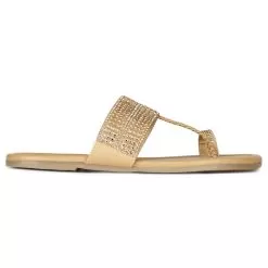 Bata Yellow Beige Gold Flip-Flop For Women