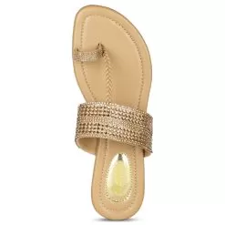 Bata Yellow Beige Gold Flip-Flop For Women -Shoes for me! 5718423 5