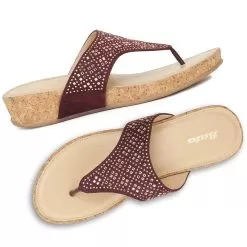 Bata Maroon Thong For Women -Shoes for me! 6715588 7