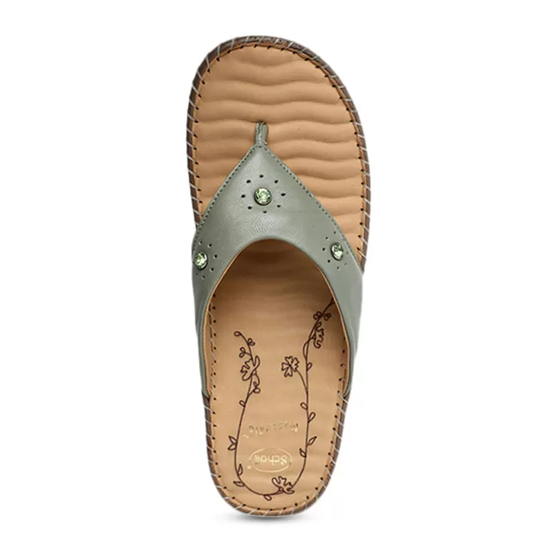 Scholl Light Green Chappal For Women 5 Scholl Light Green Chappal For Women - Image 5