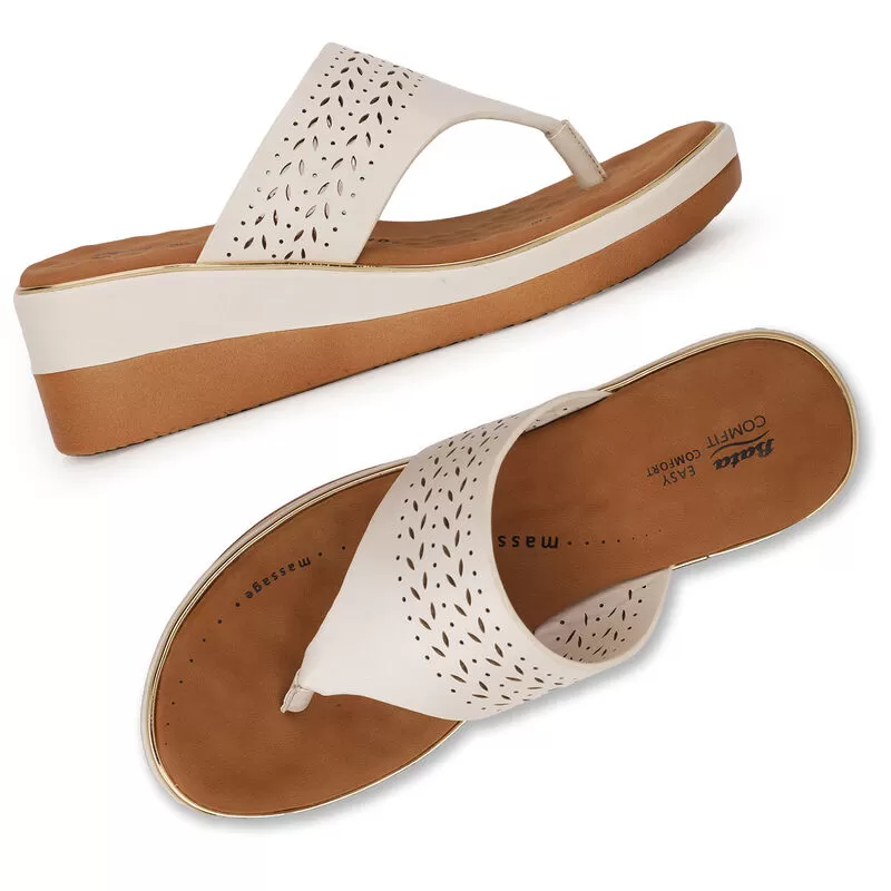 Bata Offwhite Chappal For Women 7 Bata Offwhite Chappal For Women - Image 7