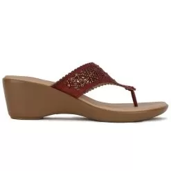 Bata Red Chappal For Women