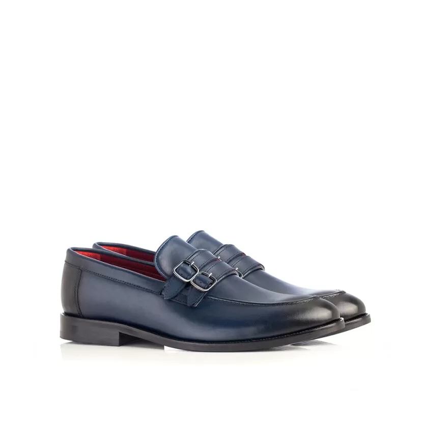 Men`s Double Buckle Loafers Alessandro Blue 2 Men`s Double Buckle Loafers Alessandro Blue - Image 2